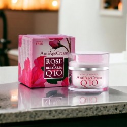 Crema Facial Q10 Rosa de Bulgaria: Firmeza y Efecto Gloss 24h