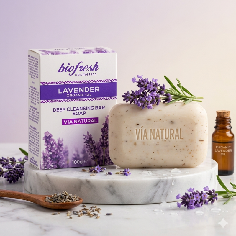 Jabón Exfoliante de Lavanda Orgánica VÍA NATURAL