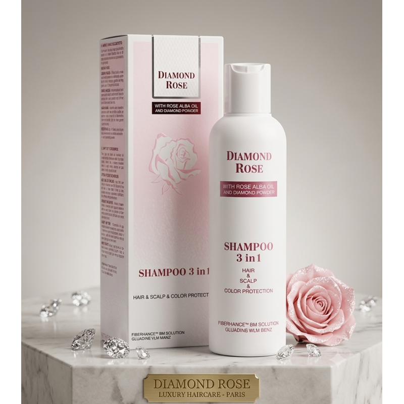 Champú 3 en 1 para cuidados intensivos para cabello, cuero cabelludo y color -  Diamond Rose 200 ml