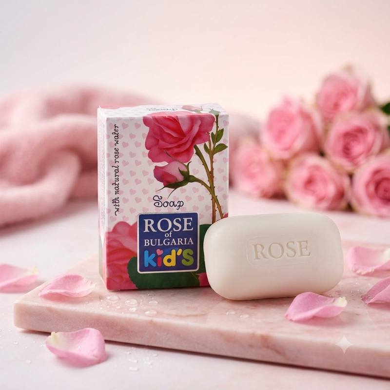 Jabón Natural en Pastilla Infantil Bebé-Rosa de Bulgaria 100 grs