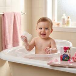 Jabón Natural en Pastilla Infantil Bebé-Rosa de Bulgaria 100 grs